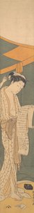 Gecelikli Kadın Mektup Okurken, 1764-72., 1764-72. by Suzuki Harunobu