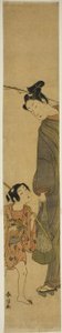 Balık Tutmaktan Dönen Genç Adam ve Çocuk by Suzuki Harunobu