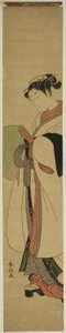 Bir Dilenci Keşiş Gibi Giyinmiş Genç Kadın by Suzuki Harunobu