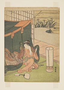 Cibinlikten Çıkan Genç Kadın (renkli tahta baskı) by Suzuki Harunobu