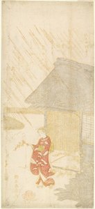 Kerria dalı tutan genç kadın by Suzuki Harunobu