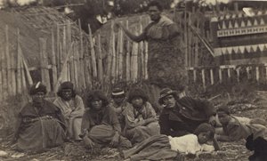 Pawhakiro Pa, Hawkes Bay, Yeni Zelanda, 1865 dolayları (albüm baskısı) by Swan and Wrigglesworth