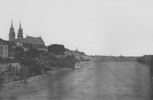Basel, Katedral ve Ren Nehri (s/b fotoğraf) by Swiss Photographer
