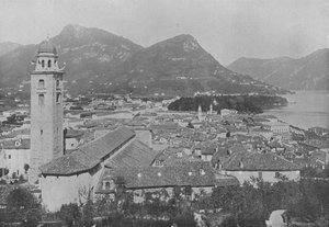 Lugano, Genel Görünüm ve Monte Bre (s/b fotoğraf) by Swiss Photographer