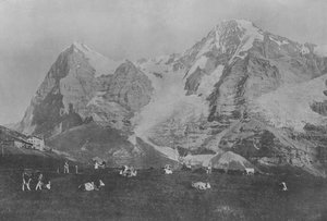 Wengernalp, Eiger ve Monch (s/b fotoğraf) by Swiss Photographer