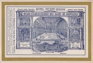 Grand Etablissement Des Bains De Montreux için Reklam (gravür) by Swiss School