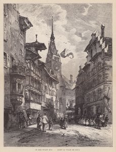 Zug şehrinde, Dans la Ville de Zoug (gravür) by Swiss School
