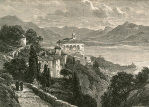 Locarno yakınlarındaki Madonna Del Sasso Hac Kilisesi by Swiss School