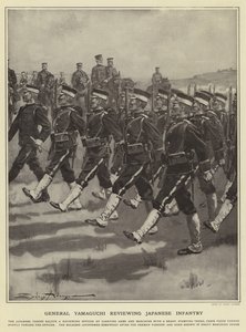 General Yamaguchi, Japon piyadelerini gözden geçiriyor by Sydney Adamson
