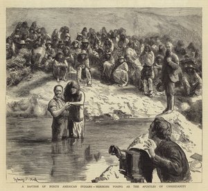 Kuzey Amerika Yerlilerinin Vaftizi, Hıristiyanlığın Havarileri olarak poz veren Mormonlar by Sydney Prior Hall