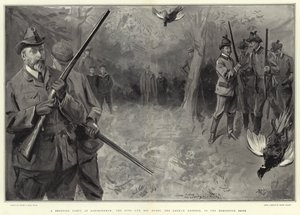 A Shooting Party at Sandringham, the King and his Guests, the German Emperor, in the Horseshoe Drive 