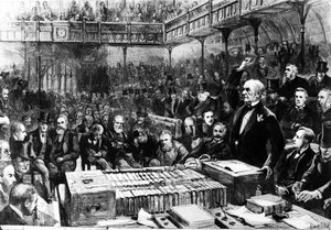 Avam Kamarası'nda Ana Kural Tartışması - Gladstone'un Perorasyonu, 'Grafik'ten bir örnek, 1886 by Sydney Prior Hall
