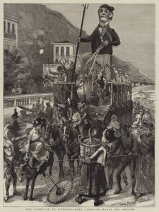 Mentone'daki Karnaval, Kral Karnavalı Antresini Yapıyor by Sydney Prior Hall