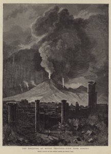 Vezüv Yanardağı'nın Patlaması, Pompeii'den Görünüm by Sydney Prior Hall