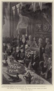 Galler Prensi Lonca Salonundaki Öğle Yemeği Konuşmasını Yapıyor by Sydney Prior Hall