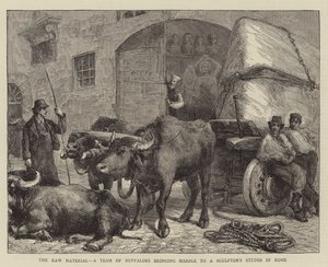 Hammadde, Roma'daki Bir Heykeltıraş Stüdyosuna Mermeri Getiren Bir Manda Takımı by Sydney Prior Hall