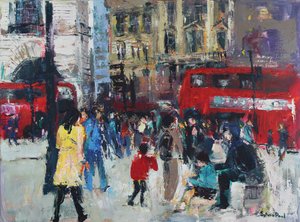 Londra Halkı, 2024 (akrilik) by Sylvia Paul