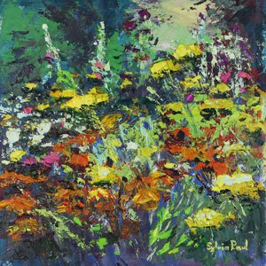 Güneşli Bahçe Renkleri, 2021 (tuval üzerine yağlıboya) by Sylvia Paul