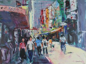 Tokyo Day Out, 2024 (akrilik) by Sylvia Paul