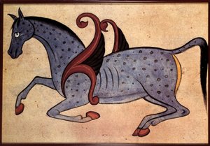 Suriye Sanatı: at kanadı Salsaiel olarak tanımlanır (kozmolojik el yazması)