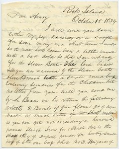 İmzalı mektup T.F. Smith, Rock Island, Henry Chouteau, St. Louis, Mo., 18 Ekim 1834 by T.F. Smith