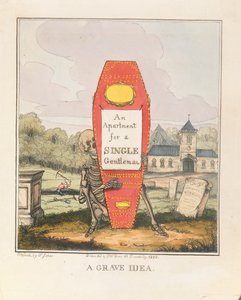 Ciddi Bir Fikir: Bekar Bir Beyefendi İçin Bir Daire, pub. 1828 (renkli gravür)