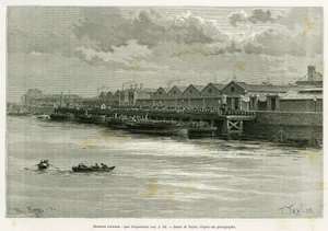 Guinness Bira Fabrikası, ihracat limanı. Hikayeyi göstermek için Taylor tarafından gravür, 1889