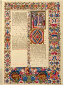 İtalya, İkinci Tarihler Kitabından Incipit veya Taddeo Crivelli (1425-1479) ve yardımcıları (cilt 1, yaprak 179, recto) tarafından Borso d