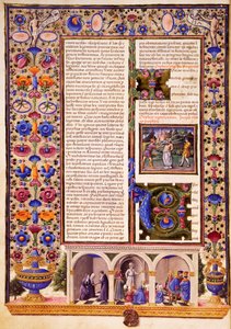 Taddeo Crivelli (1425-1479) ve diğerleri tarafından aydınlatılan Borso d'Este İncili Cilt II'den peygamberlik kitaplarına giriş, Latince el yazması 422-423, folio 3, verso, parşömen by Taddeo Crivelli