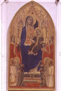 Madonna ve Çocuk SS ile Enthroned. Mary Magdalene, İskenderiyeli Catherine ve melekler by Taddeo Gaddi