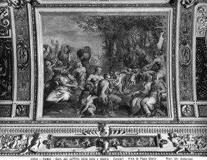 Periler ile sahne, bir Ziyafet odasının tavanından detay, Villa Giulia, Roma (fresk)