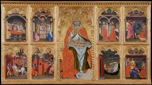 "" San Gimignano tronant "" (Saint Geminien de Modena, 312-397) Taddeo di Bartolo tarafından ahşap üzerine Tempera (1362-1422)