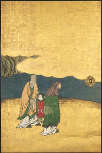 Dörtlü Bir Go Oyunu Başarılar, 17. yüzyıldan itibaren (Sürgülü ekran; kağıt üzerinde mürekkep, renk ve altın) by Takanobu Kano
