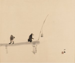 Tahta baskı - Bir iskelede iki maymun, 19. yüzyılın sonlarında ve 20. yüzyılın başlarında by Takeuchi Seiko