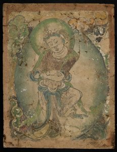 Dans figürü, Kızıl, Xinjiang eyaleti, 600-800 (sıva üzerine pigment)