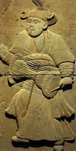 Bir müzisyeni tasvir eden stel (pişmiş toprak) by Tang Dynasty Chinese School