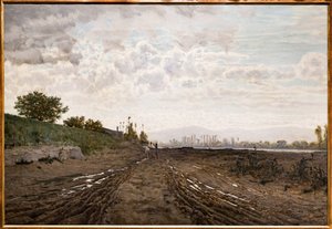 Arno Nehri Boyunca Bir Sabah. Arno boyunca kum kazıcılar, 1868 dolayları (tuval üzerine yağlı boya) by Telemaco Signorini