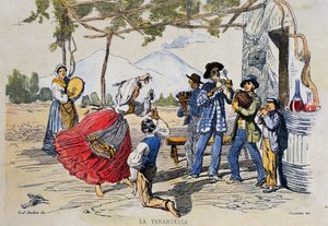 Napoliten tarantella, Teodoro Duclere (1814-1869), İtalya tarafından çizimden gravür