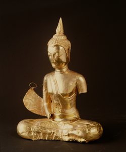 Meditasyonda oturan Buda (kolları eksik) (altın)