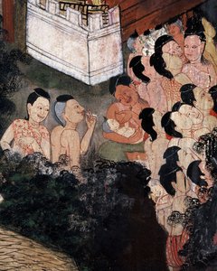 Bir cenazede tiyatro gösterilerini izleyen kalabalık (duvar resmi) by Thai School