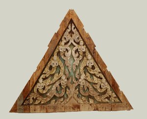 Geç Ayutthaya Dönemi (1351-1767) (ahşap) bir Tay tapınağının Gable