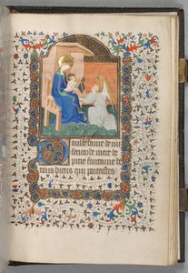 Paris Kullanım Saatleri Kitabı: Fol. 198r, Madonna ve Angel ile Çocuk, c. 1420.