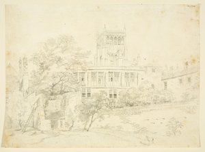 Prebendal Evlerden birinin Bahçe Cephesi (kağıt üzerine kurşun kalem ve sulu boya) by The Rev. John Eagles