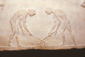 Bir mermer kalıntıdan Yunan Oyunları, c490 M.Ö. by Themistocles