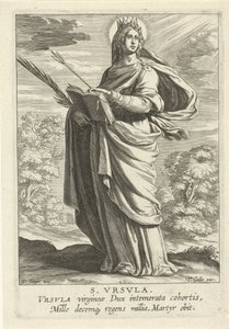 heilige ursula S. Vrsvla (nesne üzerindeki başlık) Vrouwelijke heiligen (dizi adı) Bakirelerin Aynası (dizi adı)