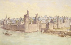 The Tour de Nesles (pen und ink and wc on paper) by Theodor Josef Hubert Hoffbauer