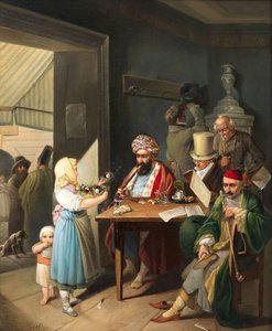 Bir Viyana kahvesinde Yunanlılar ve Türkler, 1824. by Theodor Leopold Weller