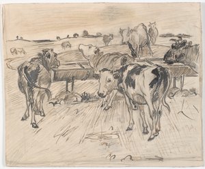 Gammelgård kuyusundaki buzağılar by Theodor Philipsen