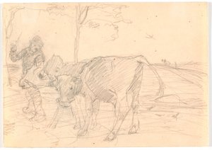 Üç buzağı ile sığır sürücüsü by Theodor Philipsen