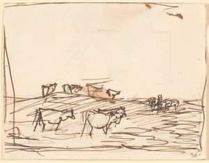 İnekler ile manzara taslağını by Theodor Philipsen